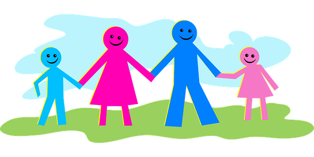 figuren blau und pink familie